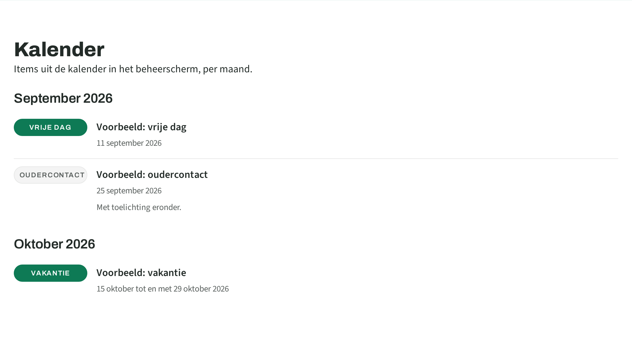 Schermafbeelding van dit blok op een verzonnen school